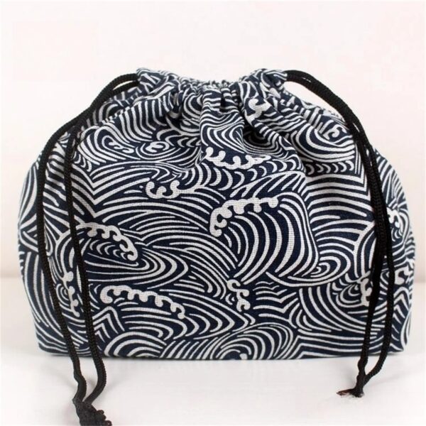 Sac rangement boîte bento motif vague de mer