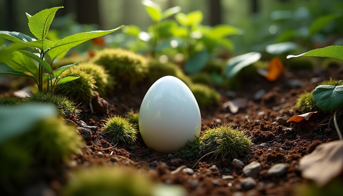 plongez dans l’univers fascinant du petit œuf blanc enfoui dans la terre et découvrez les secrets qu’il renferme. un mystère naturel à élucider !
