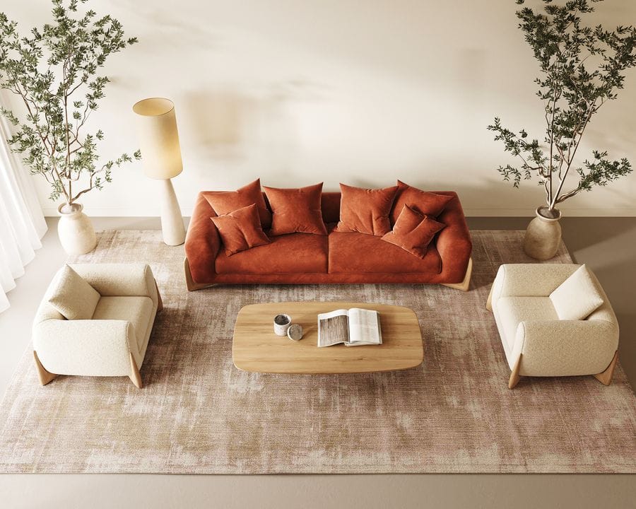 canapé terra cotta salon